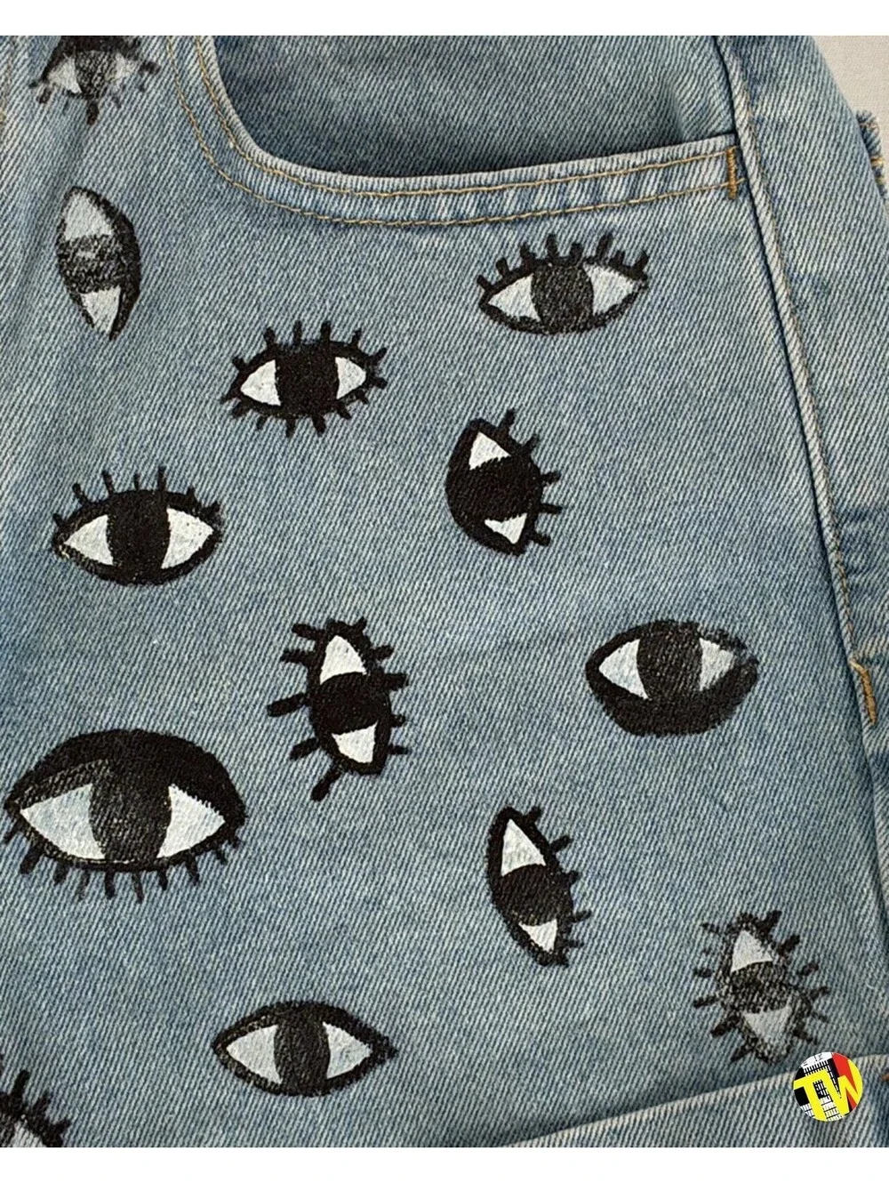 Vintage 2010s American Apparel Denim Shorts Hand Painted